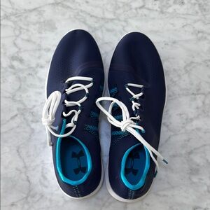 Under Armour Women’s Dark Blue Sneakers with Teal & White Accents